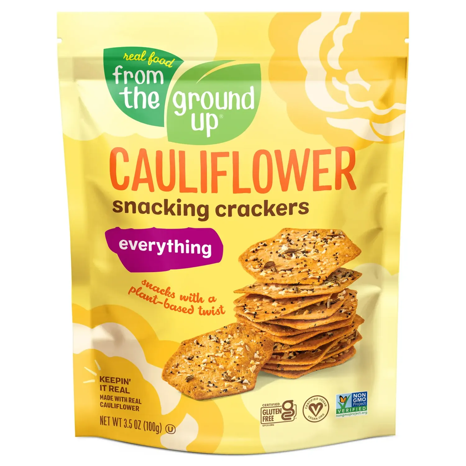 GROUND UP CAULIFLOWER CRACKERS - EVERYTHING 3.5OZ