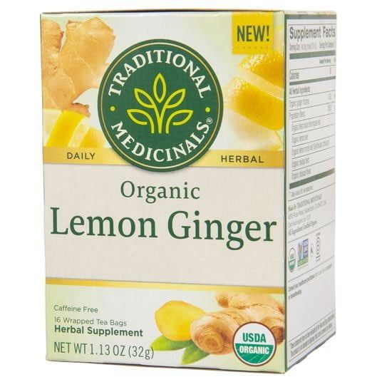 TRADITIONAL MEDICINALS LEMON GINGER TEA 16 BAGS