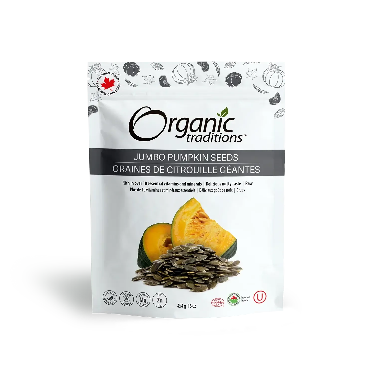 ORGANIC TRADITIONS PUMPKIN SEEDS, JUMBO 227G