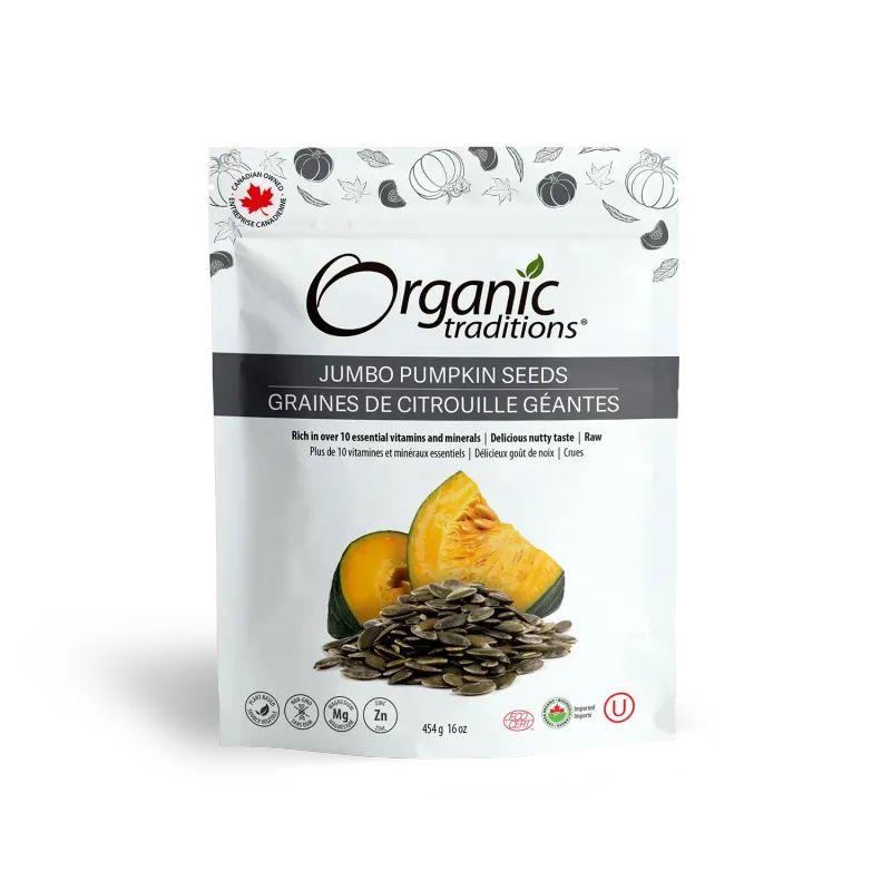 ORGANIC TRADITIONS PUMPKIN SEEDS, JUMBO 227G