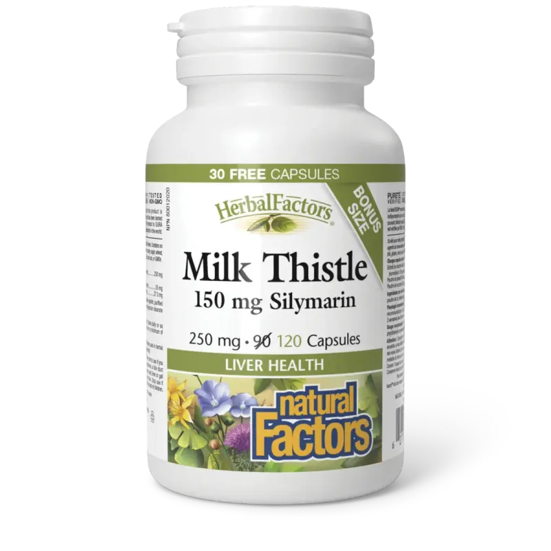 NATURAL FACTORS MILK THISTLE 150MG SILYMARIN 120 CAPS (BONUS)