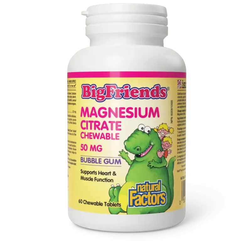 NATURAL FACTORS BIG FRIENDS MAG CITRATE (BUBBLE GUM) 50MG CHEW