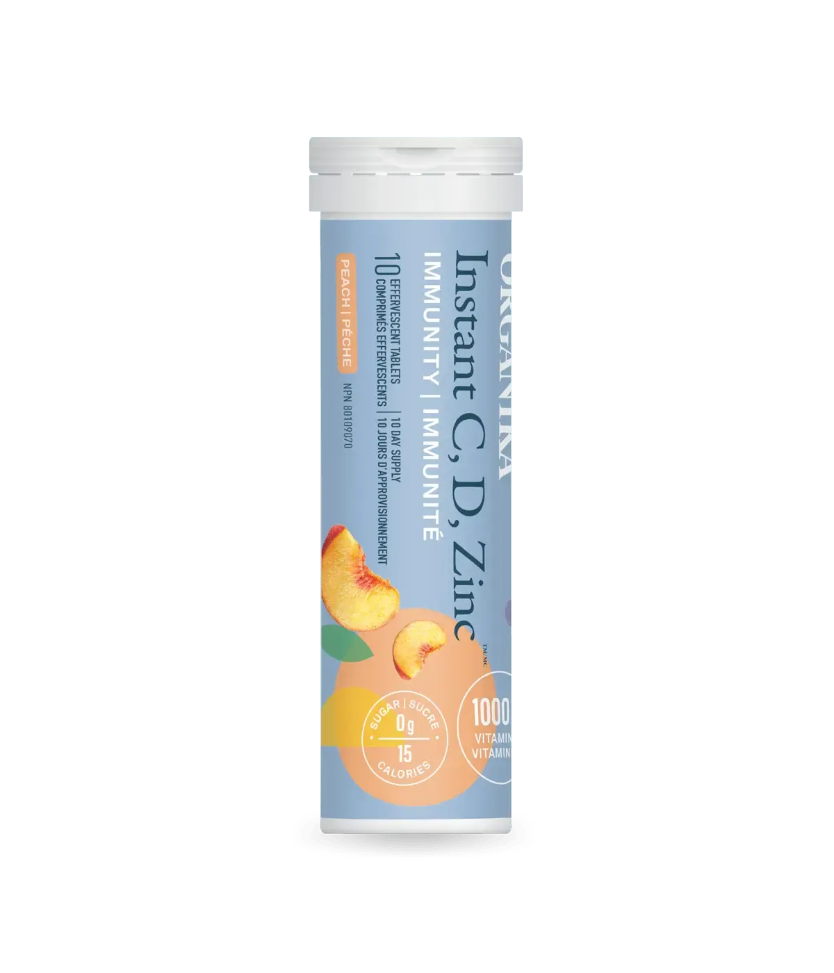 ORGANIKA INSTANT C, D, ZINC IMMUNITY EFFERVESCENT - PEACH TUBE