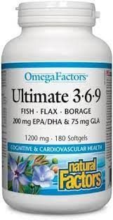 NATURAL FACTORS ULTIMATE 3 6 9 1200MG OMEGA FACTORS 180 SOFT GELS