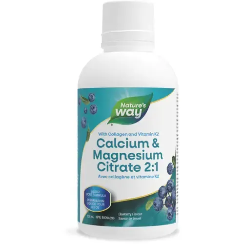 NATURE'S WAY CAL MAG W/K2 LIQUID BLUEBERRY 500mL