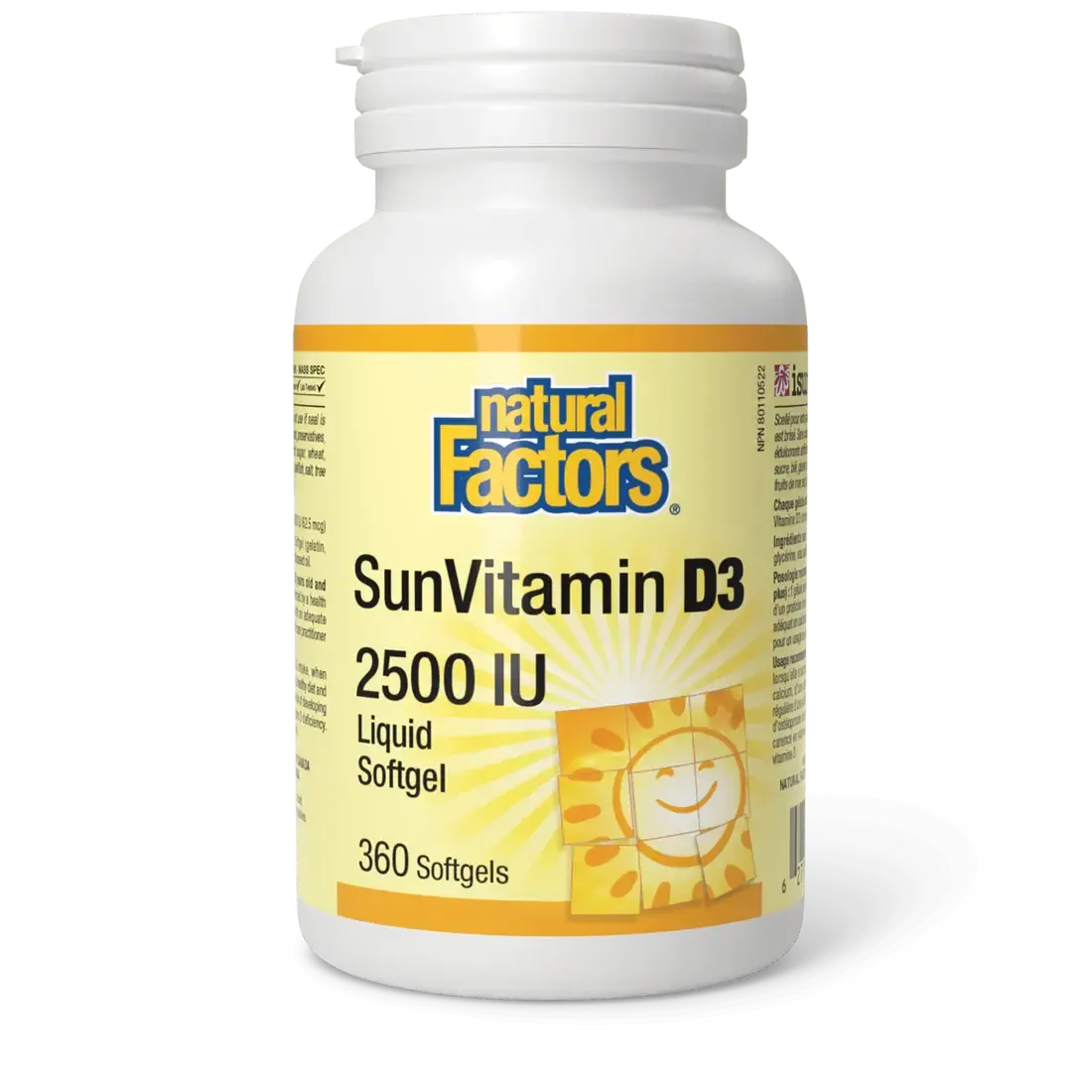 NATURAL FACTORS VITAMIN D3 2500IU 360 SOFTGELS