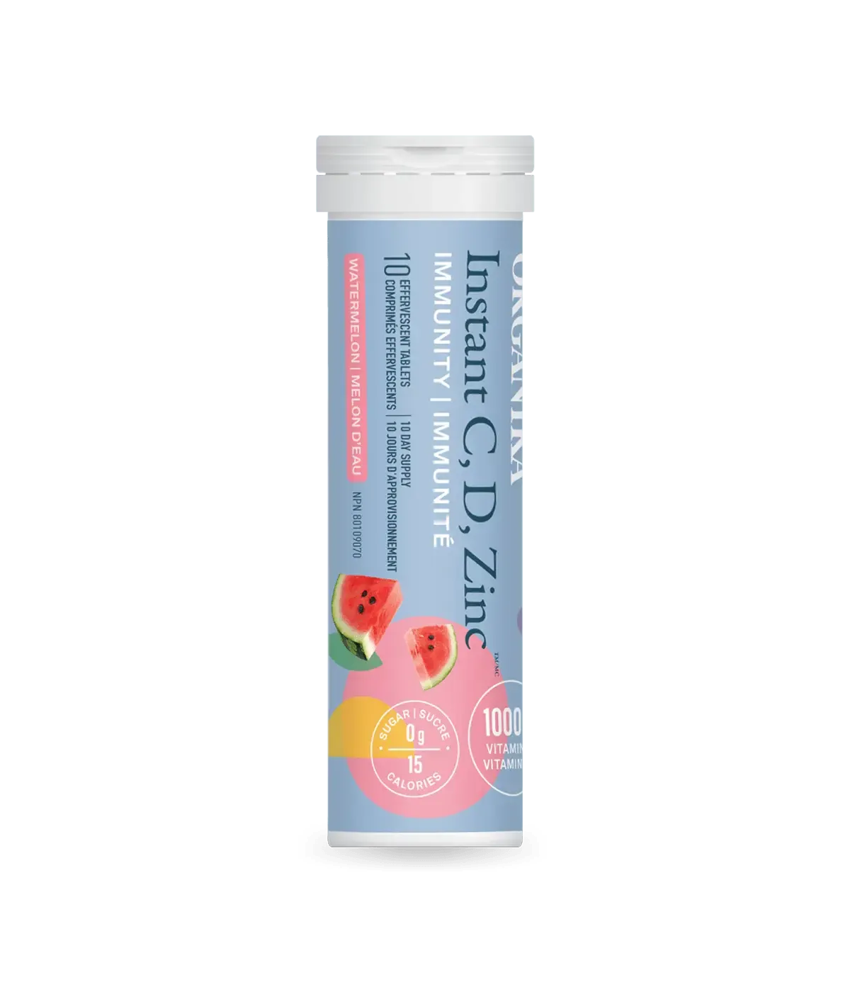 ORGANIKA INSTANT C, D, ZINC IMMUNITY EFFERVESCENT - WATERMELON TUBE