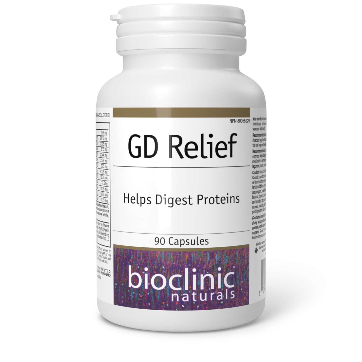 BIO CLINIC GD RELIEF DIGESTIVE ENZYMES 375mg 90 VEG CAPS