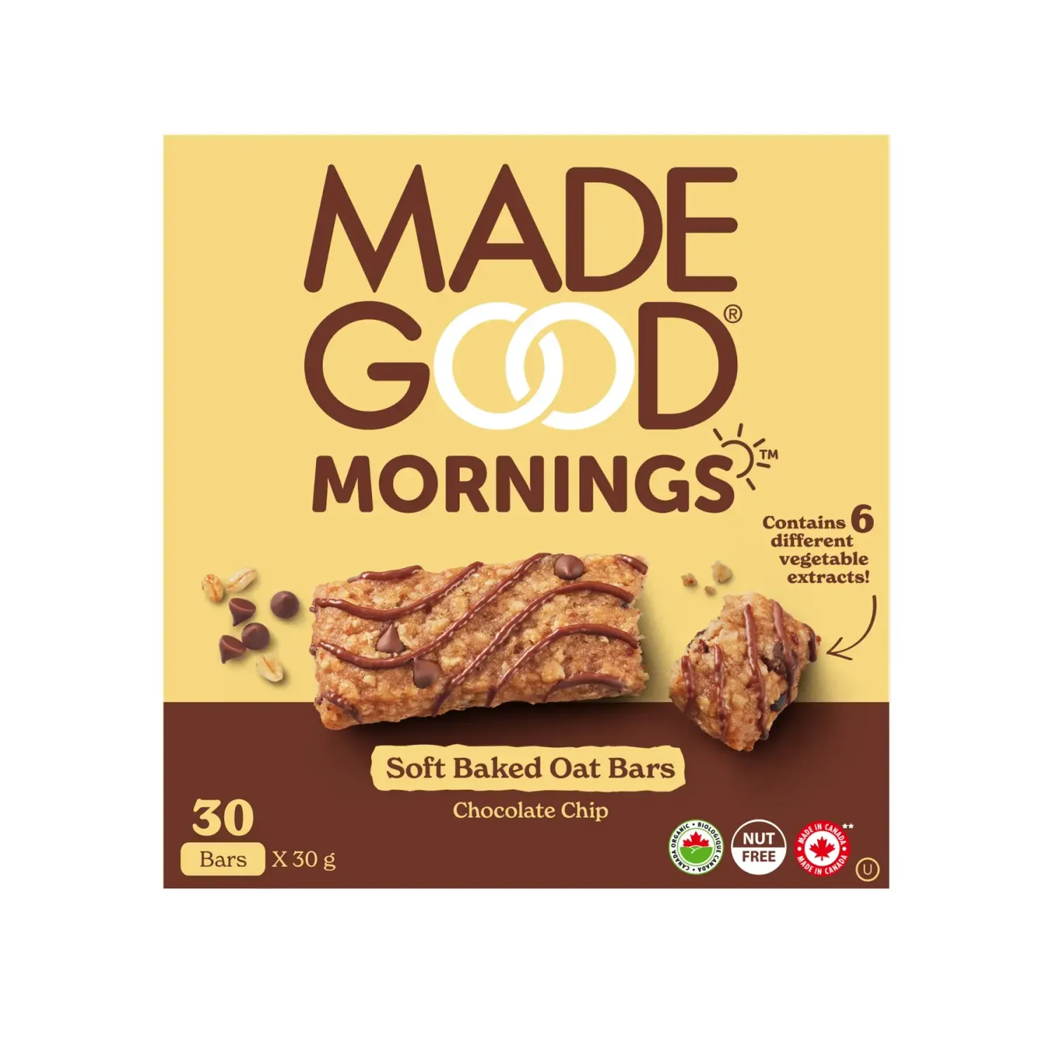 MADE GOOD SOFT BAKED MORNING OAT BARS - CHOCOLAT CHIP  (5BARS/30g)