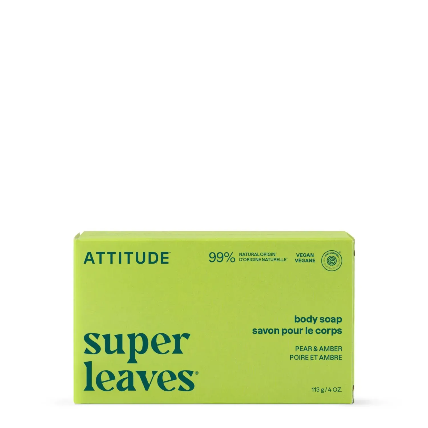 ATTITUDE LEAVES BAR BODY SOAP PEAR &amp; AMBER (PREVIOUSLY SANDALWOOD) 113 g