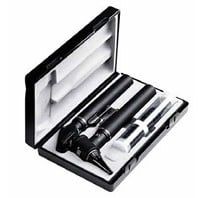 ALMEDIC MINI FIBRE OPTIC OTOSCOPE OPTHALMOSCOPE SET 2.5V HALOGEN BULB WITH AA BATTERY HANDLE PLASTIC CASE (GERMANY) (23-1350)