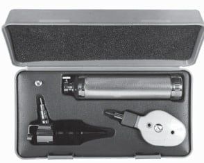 ALMEDIC OTOSCOPE OPHALMOSCOPE SET 2.7V VACUUM BULB IN PLASTIC CASE (ENGLAND) (23-1360)
