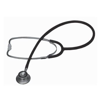 ALMEDIC DOUBLE HEAD STETHOSCOPE WITH ALUMINUM CHESTPIECE - BLACK (IN BOX) JAPAN  (10-1510)