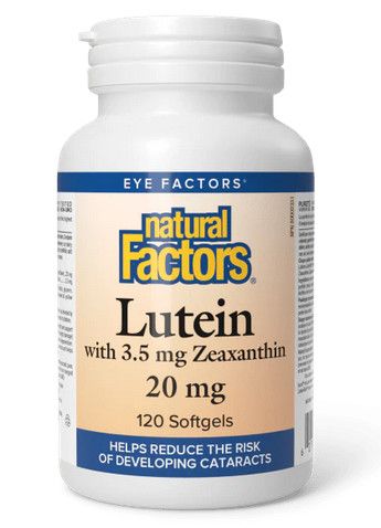 NATURAL FACTORS LUTEIN 20MG WITH 3.5MG ZEAXANTHIN 120 SOFTGELS