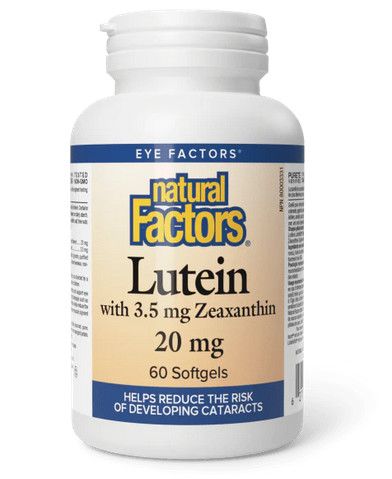 NATURAL FACTORS LUTEIN 20MG WITH 3.5MG ZEAXANTHIN 60SOFTGELS