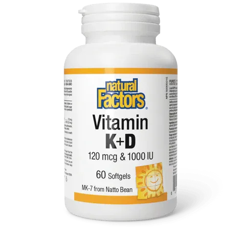 NATURAL FACTORS VITAMIN K2 &amp; D3 60 SOFTGELS