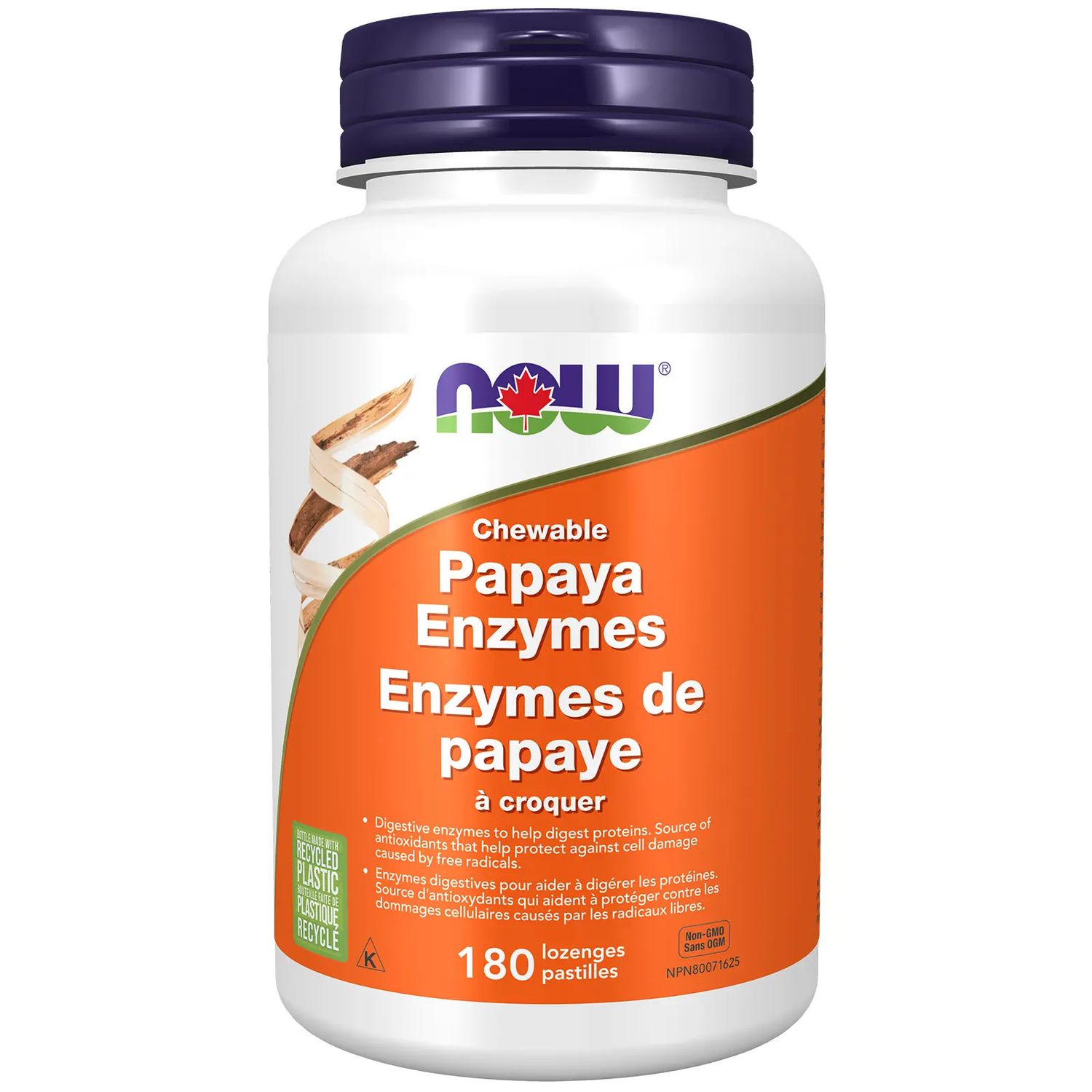 NOW PAPAYA ENZYMES 180 LOZENGES