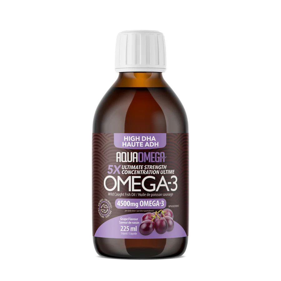 AQUAOMEGA 5X ULTIMATE STRENGTH DHA GRAPE 1:5 225ML