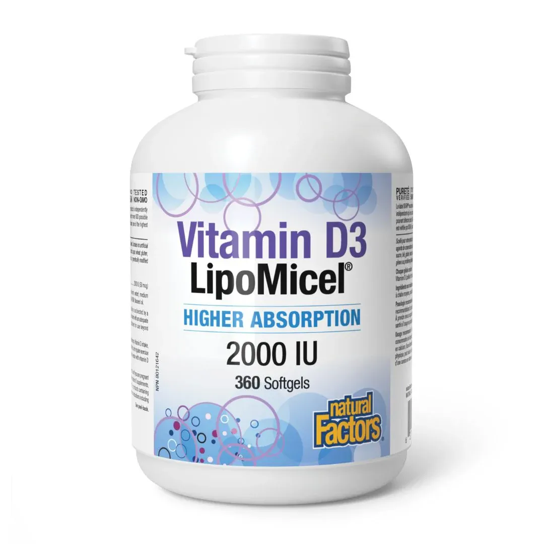 NATURAL FACTORS VITAMIN D3 LIPOMICEL 2000 IU 360 SGELS