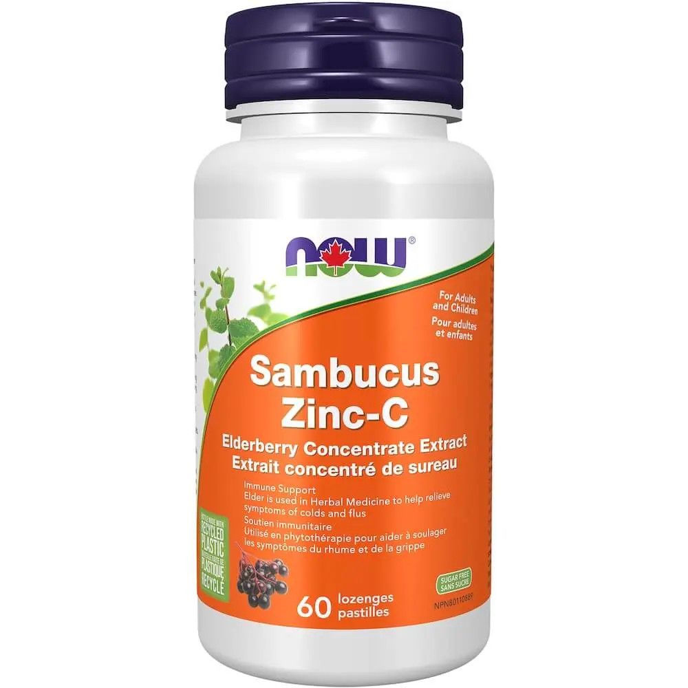 NOW SAMBUCUS ELDER ZINC-C 60 LOZENGES
