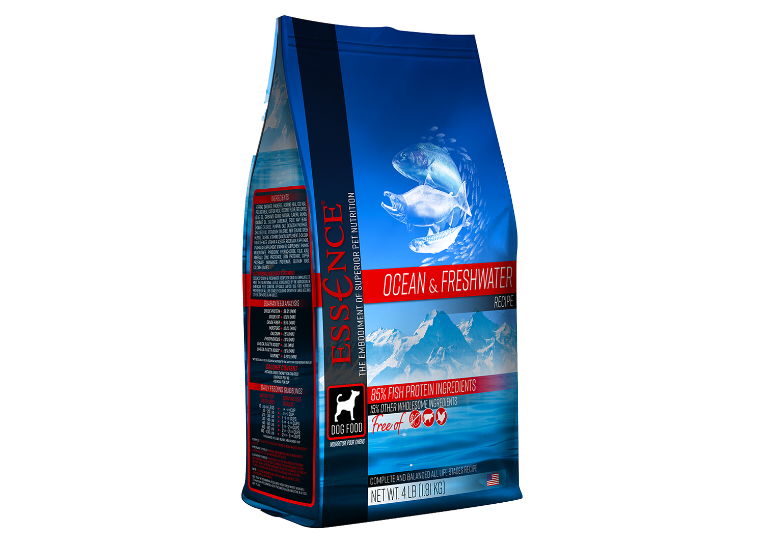 Essence Dog Food Ocean &amp; Freshwater Fish, Bag Size: 4 lb, Flavor: Ocean &amp; Freshwater Fish