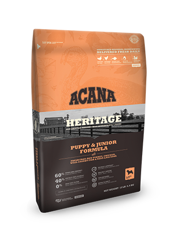 Acana Heritage Dog Food Puppy &amp; Junior, Bag Size: 4.5 lb, Flavor: Puppy &amp; Junior