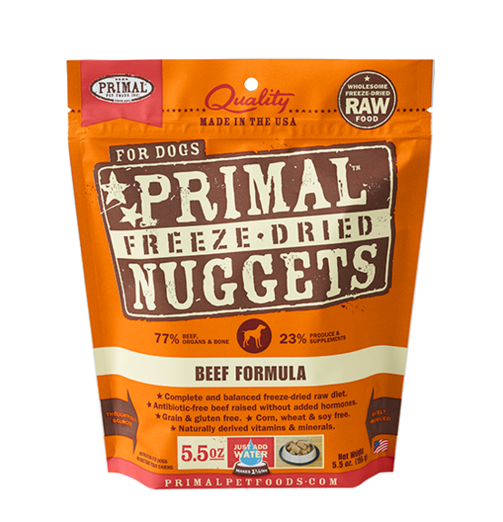 Primal Freeze Dried Raw Dog Food Beef Formula, Size: 5.5 oz