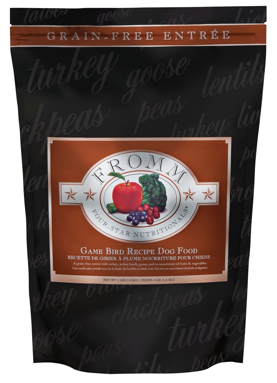 Fromm Four Star GF Dog Game Bird, Bag Size: 4 lb, Flavor: Game Bird