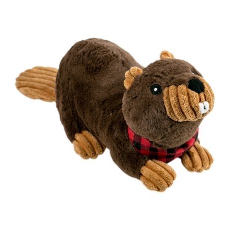 Tall Tails Plush Flannel Beaver w/ Crunch Toy 15”