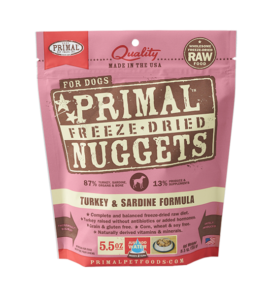 Primal Freeze Dried Raw Dog Food Turkey &amp; Sardine Formula