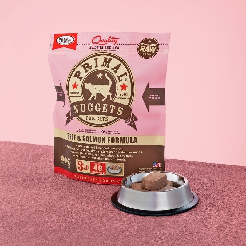 Primal Raw Frozen Feline Nuggets 3 lb Beef &amp; Salmon