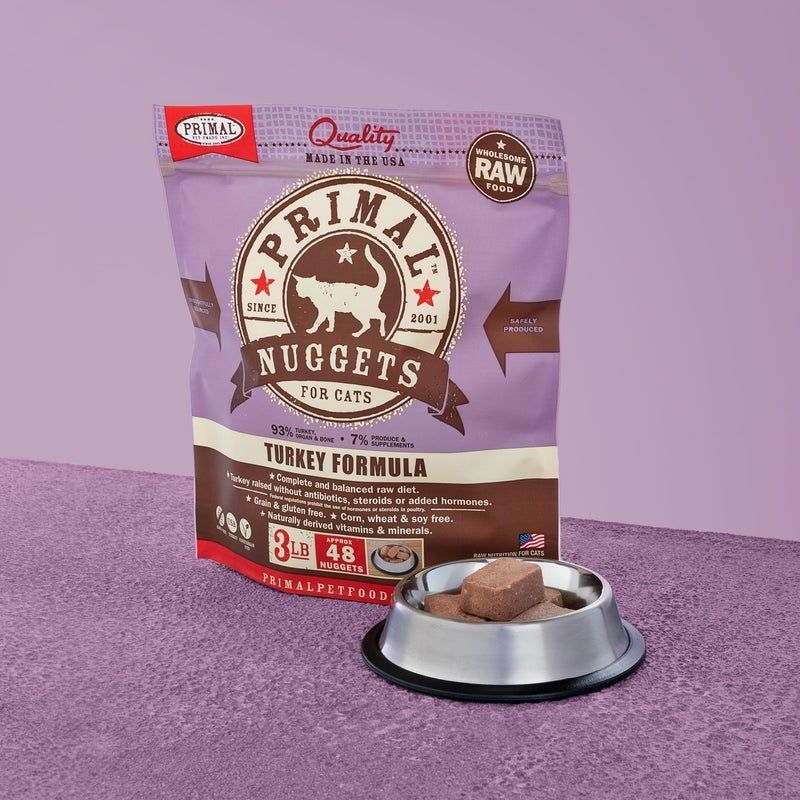 Primal Raw Frozen Feline Nuggets 3 lb Turkey