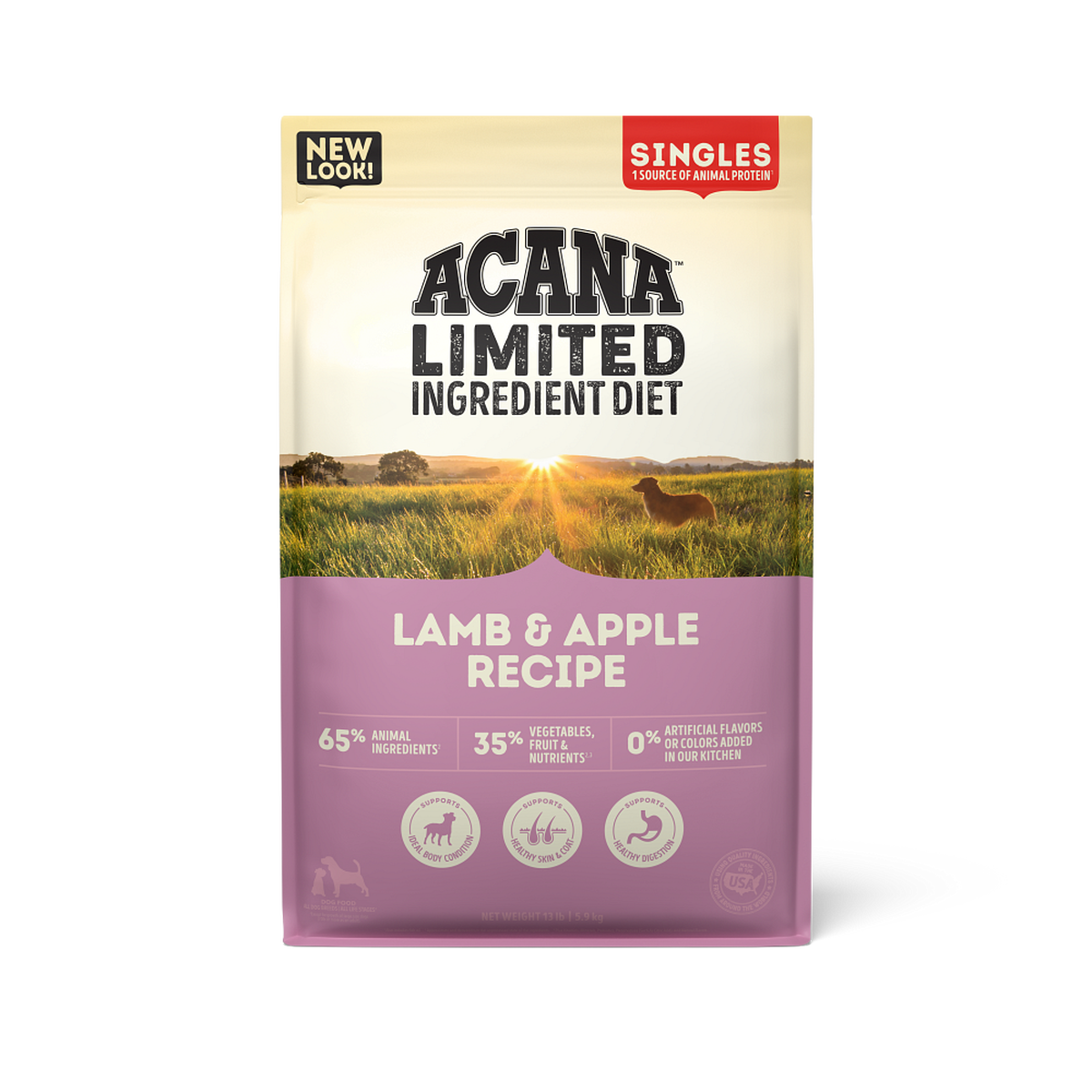 Acana Singles Dog Food Lamb &amp; Apple, Bag Size: 4.5 lb, Flavor: Lamb &amp; Apple