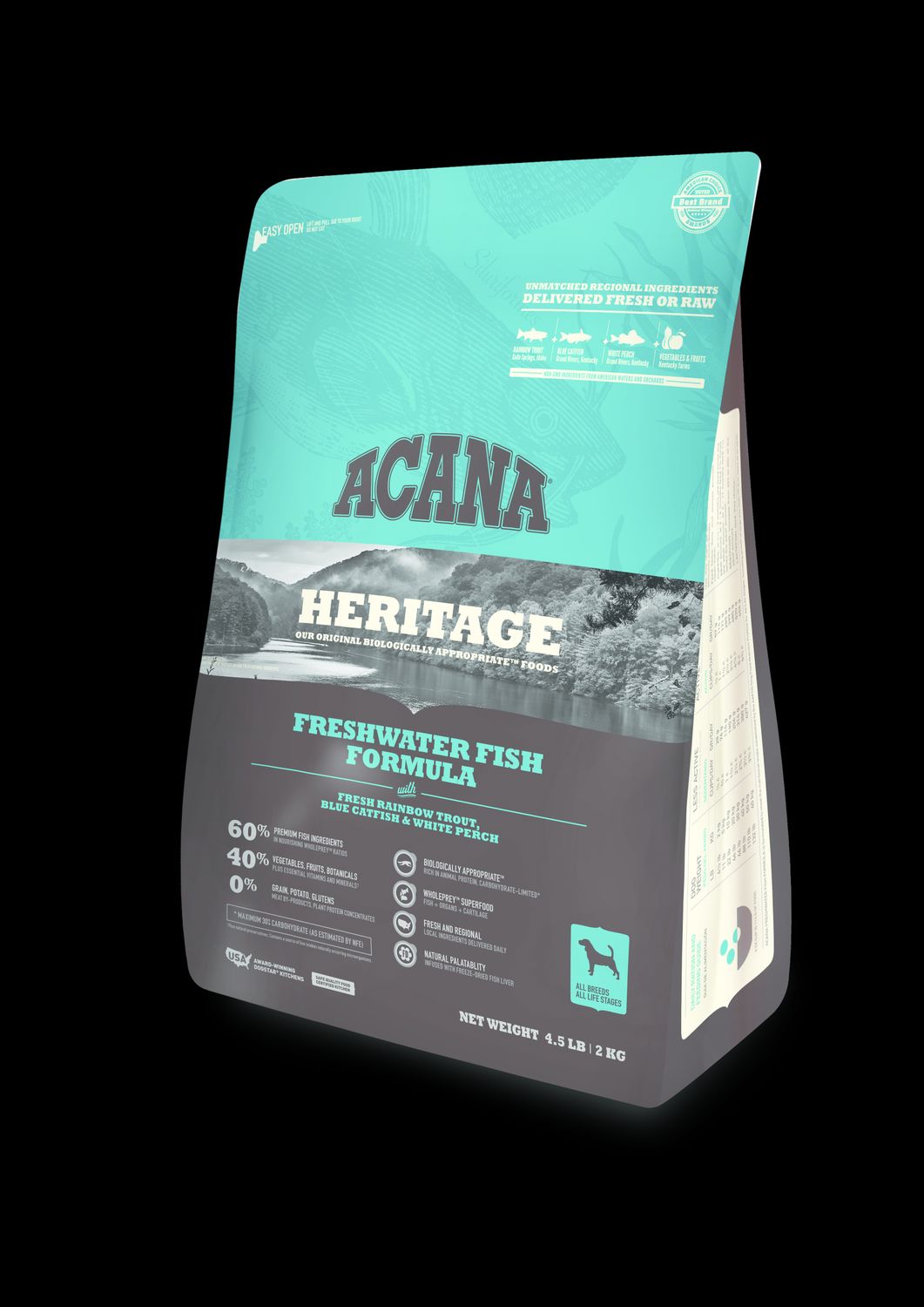 Acana Heritage Dog Food Freshwater Fish, Bag Size: 4.5 lb, Flavor: Freshwater Fish