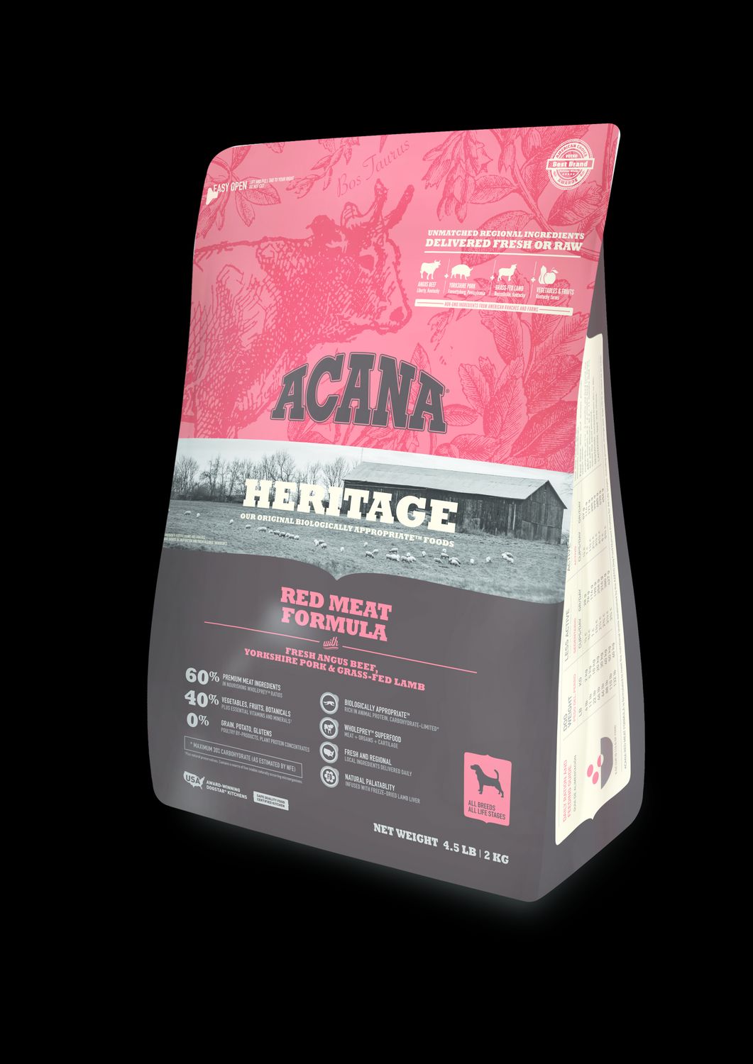 Acana Heritage Dog Food Red Meats, Bag Size: 4.5 lb, Flavor: Red Meats