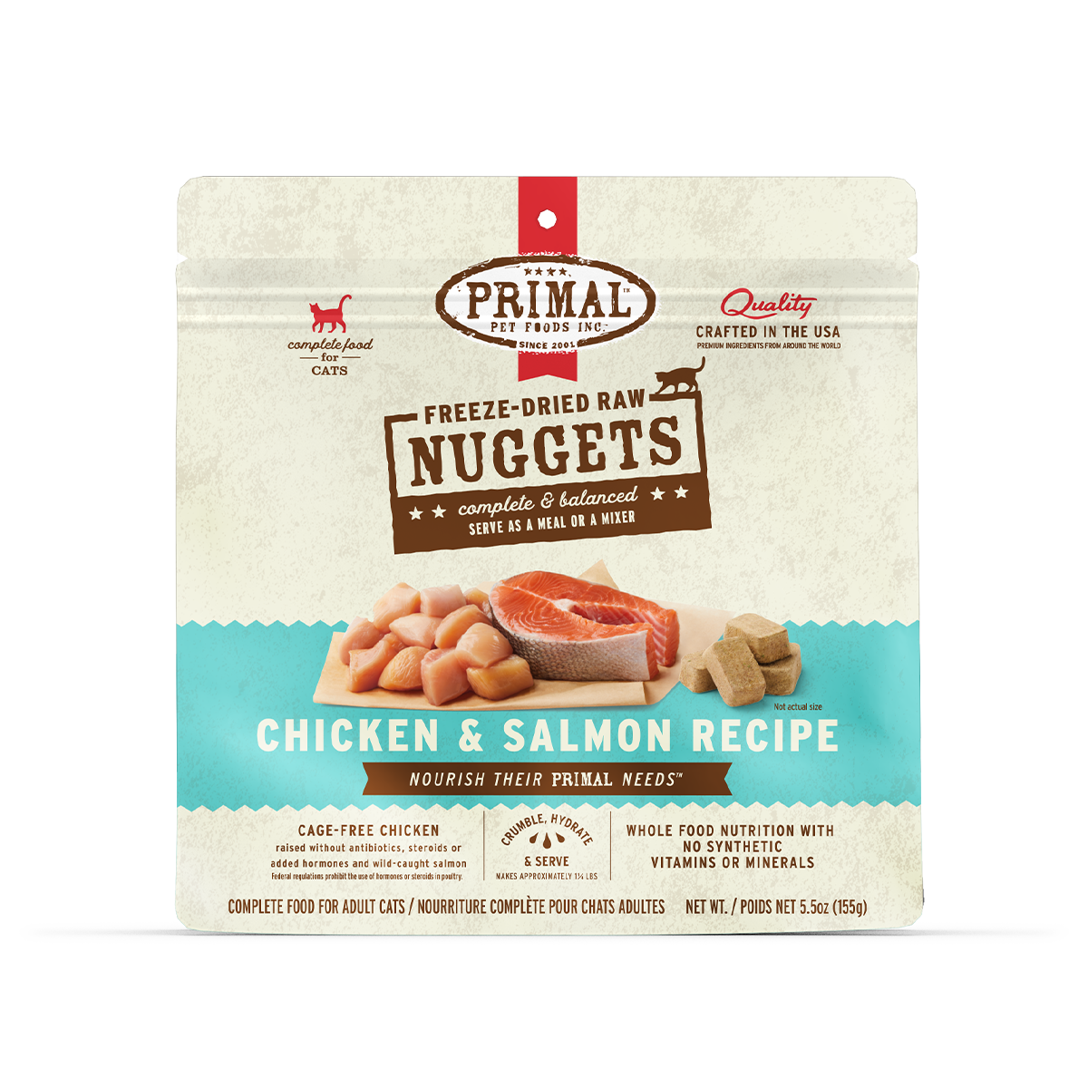 PRIMAL- Feline Chicken-Salmon Frz Dry Formula 14oz Nuggets