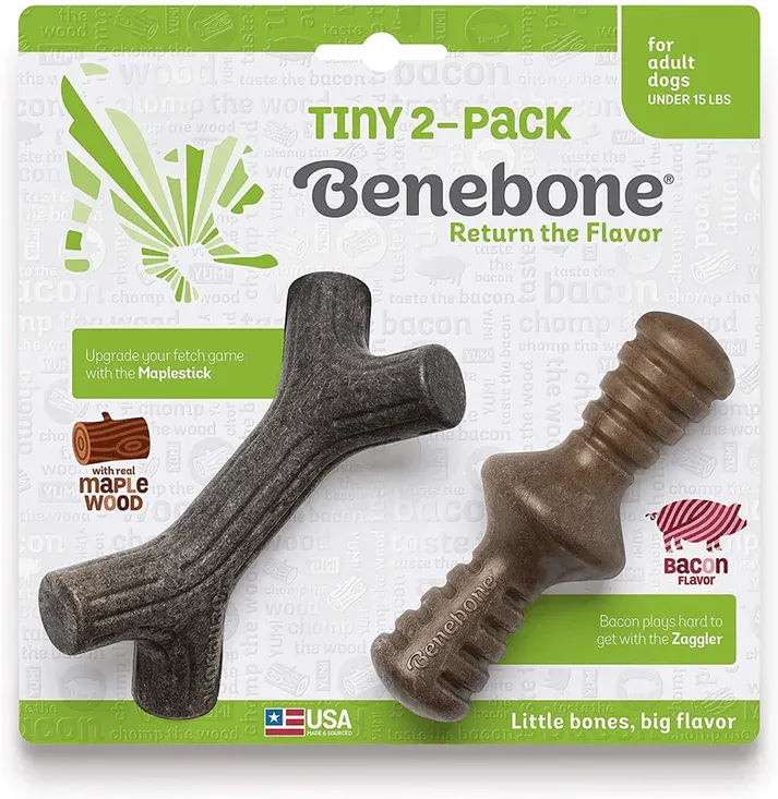 Benebone 2pk Stick/Zag Bacon Tiny