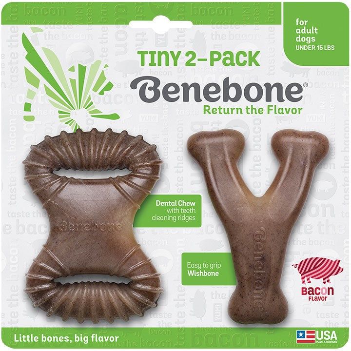 Benebone 2pk Stick/Zag Bacon Tiny