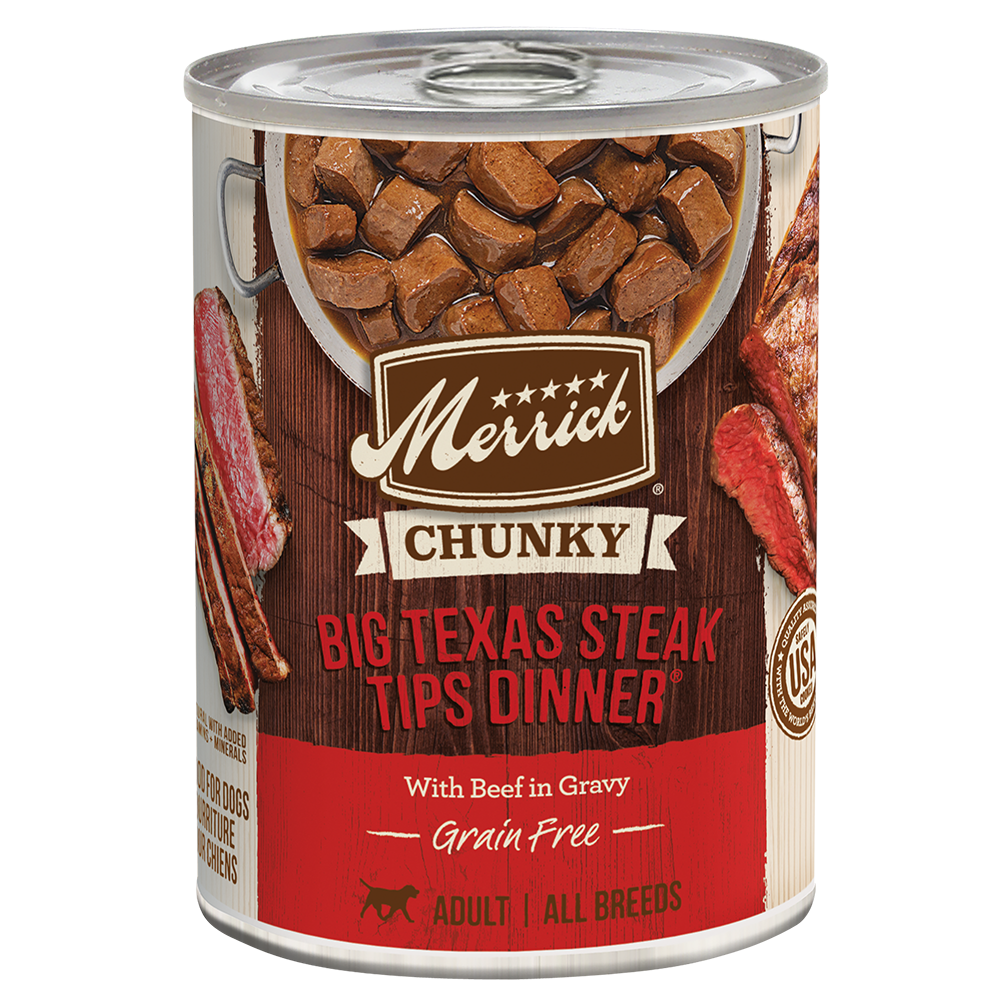 Merrick Canned Dog 12.7oz(Chunky Big Texas Steak Tips)