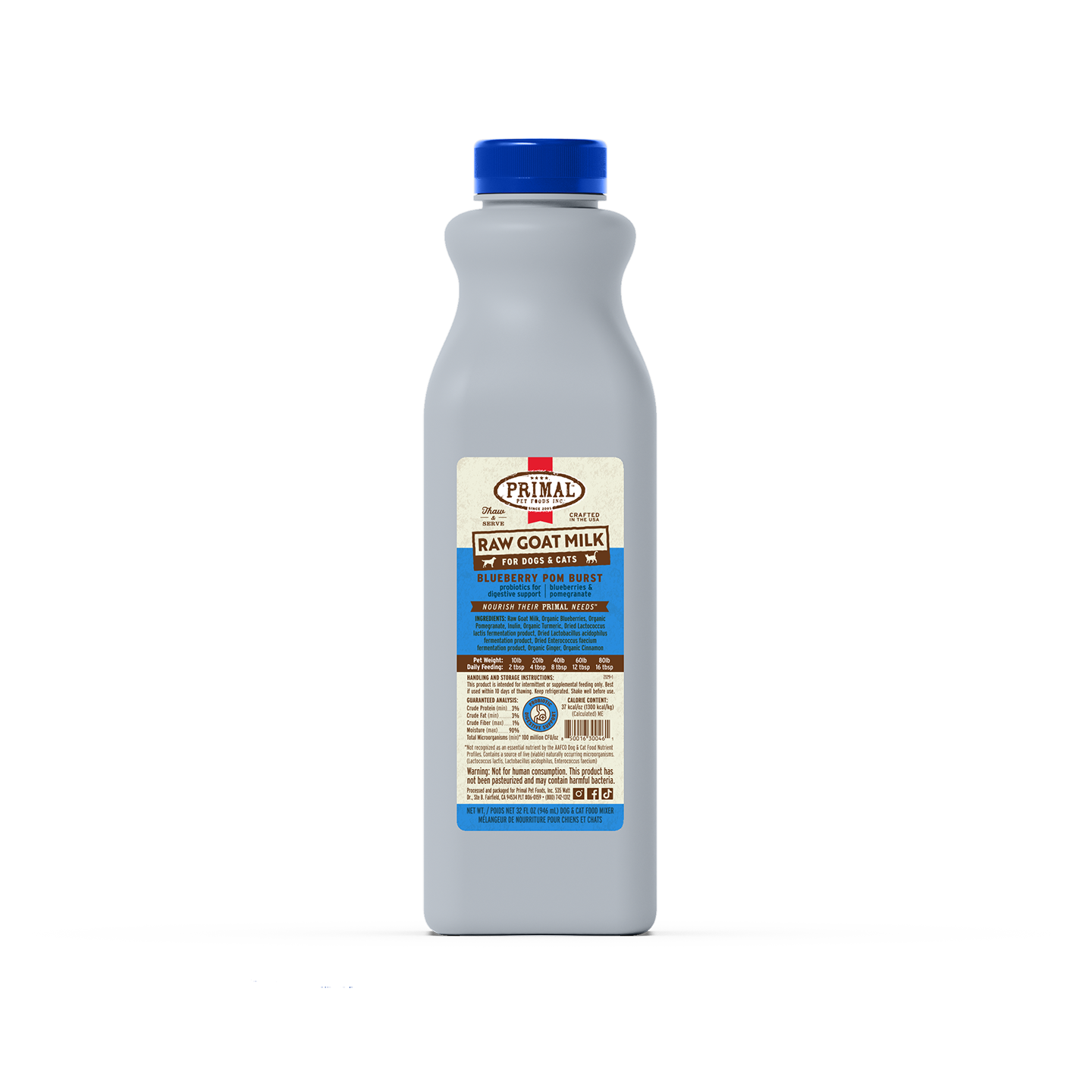 Primal Raw Goat Milk Blueberry Pom 1 QT