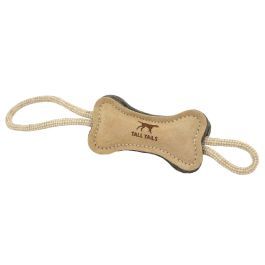Tall Tails Natural Leather &amp; Wool Bone Tug Toy 16"