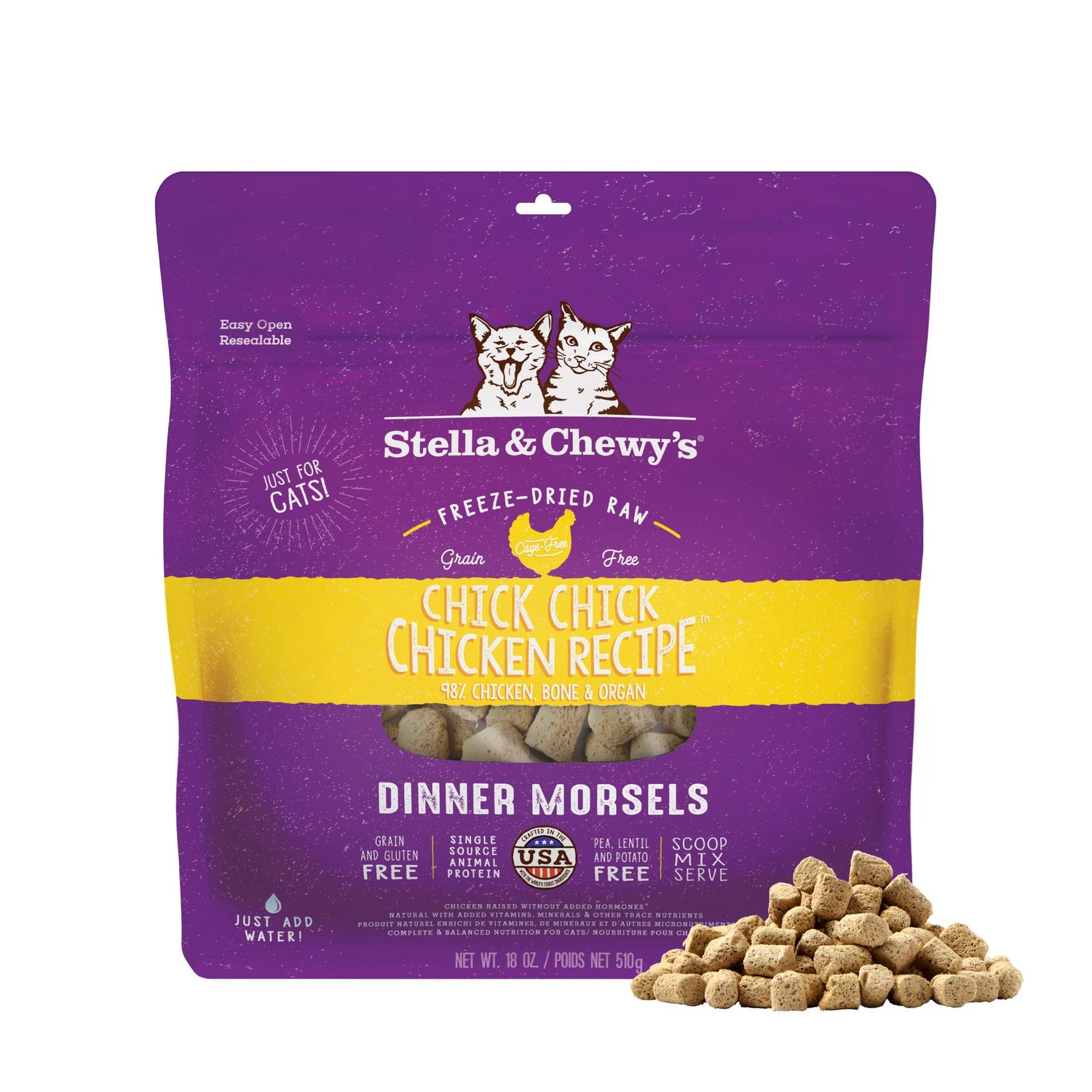 Stella &amp; Chewy's Chick Chick Chicken FD Dinner Morsel Cat 18oz