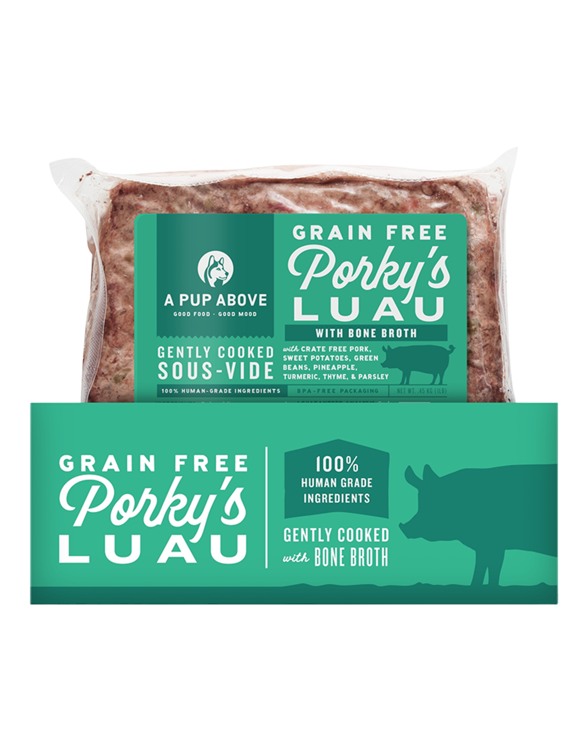 A Pup Above Porky’s Luau 1 lb patty