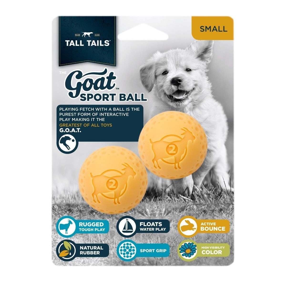 Tall Tails Goat Ball Small Yellow 2 pk.