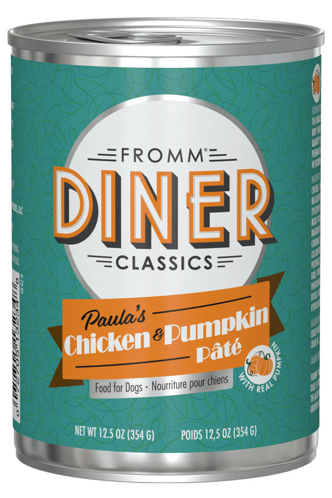 Fromm Diner Paula’s Chkn/Pumpkin Pate Dog can 12.5 oz.