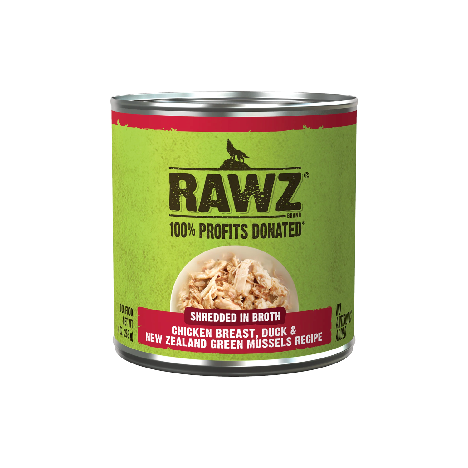 Rawz Dog Can Shredded Chicken/Duck/Gr Mussels 10 oz