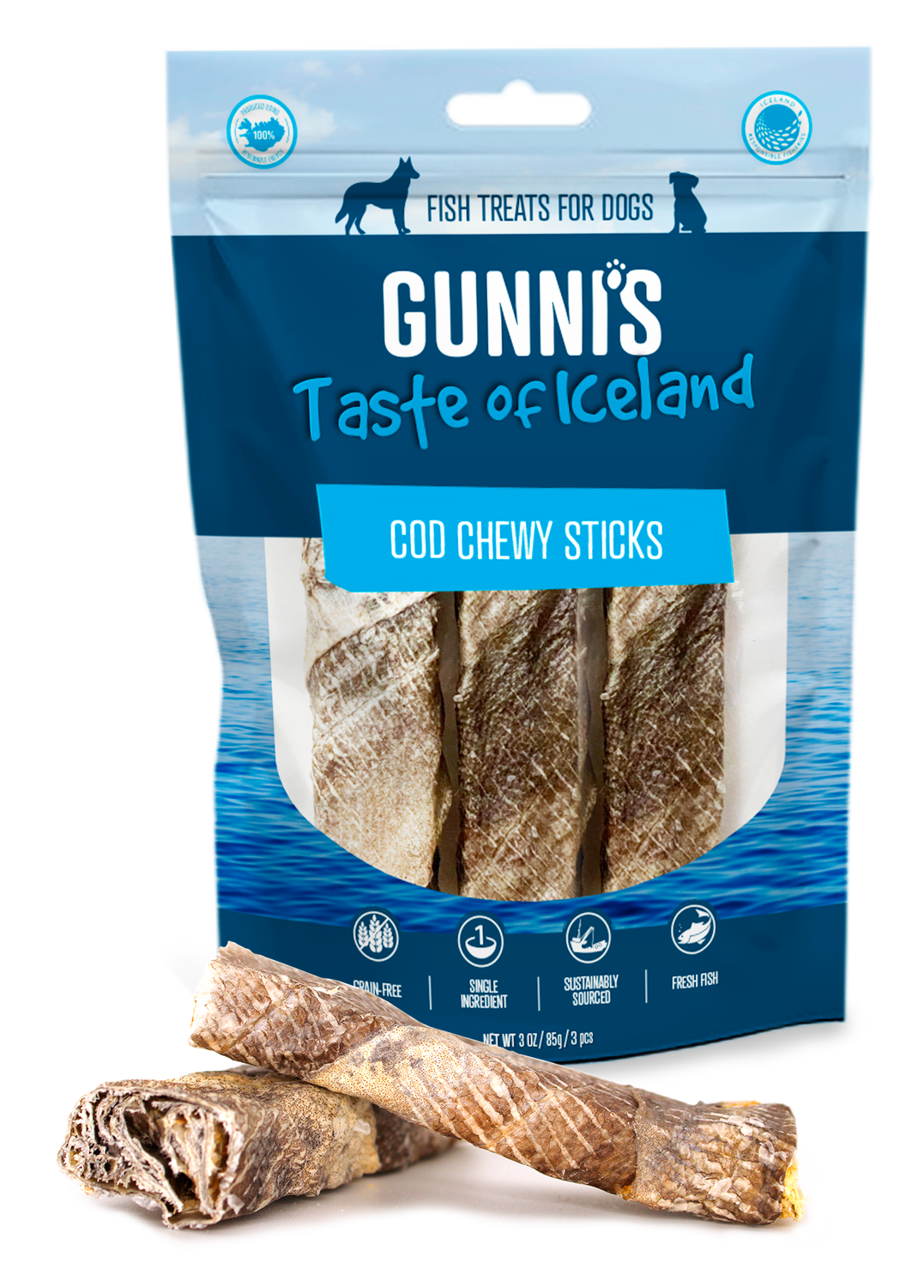 Gunni’s Cod Chewy Sticks Dog Treat 3 oz