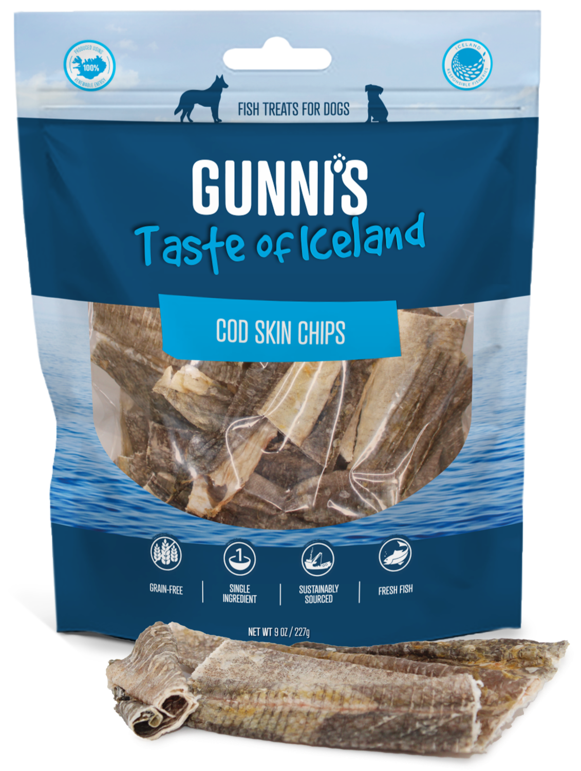 Gunni’s Cod Skin Chips Dog Treat 9 oz