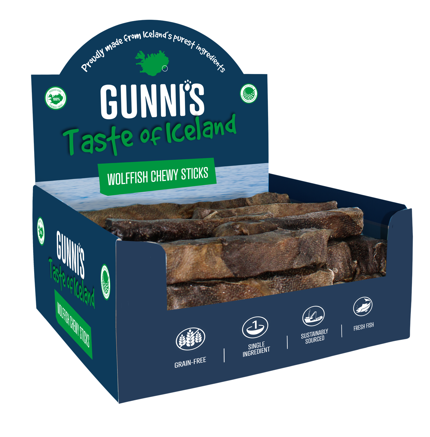 Gunni’s Wolffish Chewy Sticks Dog Treat Bulk (25)