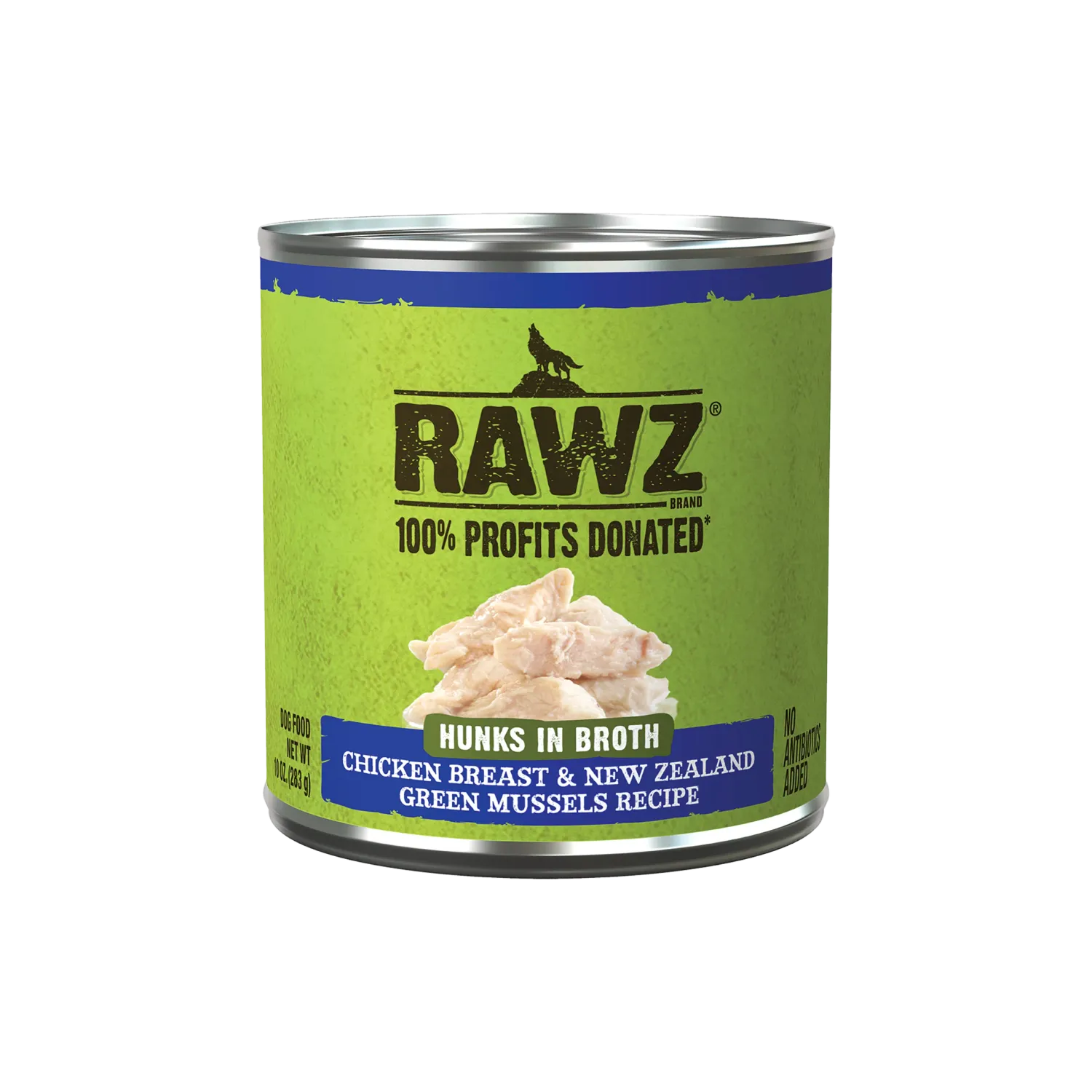 Rawz Dog Can Hunks Chicken &amp; Green Mussels 10 oz